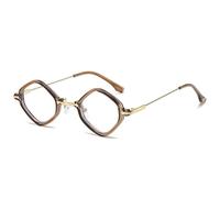 SKFGNX Gafas de sol retro pequeñas poligonales cuadradas para mujer, lentes degradadas transparentes estilo océano, protección UV400, gafas de sol punk de moda para hombre, color té claro, 1