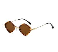 SKFGNX Gafas de sol retro pequeñas poligonales cuadradas para mujer, lentes degradadas transparentes estilo océano, protección UV400, gafas de sol punk de moda para hombre, Leopard Tea, 1