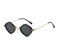 SKFGNX Gafas de sol retro pequeñas poligonales cuadradas para mujer, lentes degradadas transparentes estilo océano, protección UV400, gafas de sol punk de moda para hombre, negro gris, 1