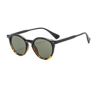 SKFGNX Gafas de sol retro redondas punk para hombre, con remaches decorativos, tonos UV400, modernas, de doble color, con estampado de leopardo para mujer, color negro y verde leopardo, 1