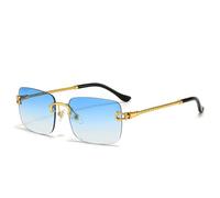 SKFGNX Gafas de sol sin montura de moda con efecto degradado Ocean Film Shades UV400, azul degradado, 1