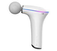 SKG Pistola de masaje, terapia muscular, alivio del estrés, inducción de calor, 3 cabezales de masaje intercambiables, color blanco (F5-EN)