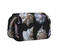 SKGOHLH Various Shells - Estuche para bolígrafos con doble concha impresa | Diseño de concha de múltiples bolsillos con solapa de gancho y bucle, almacenamiento de herramientas de escritura de gran