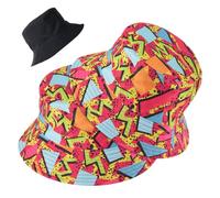 SKHAOVS 2 Piezas 80s 90s Gorros Pescador,Reversible Bucket Hat,Plegable Sombrero de Sol de,Sombrero de Pescador Impreso,Sombrero Pescador para Hombre y Mujer para Playa Viaje Cámping (Rosa)