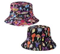 SKHAOVS 2 Piezas Reversible Pescador Sombrero Impreso Cubo Sombreros Moda Sol Sombrero para Mujeres Hombres y Adolescentes Plegable Unisex Playa Cubo Sombrero (2pcs)