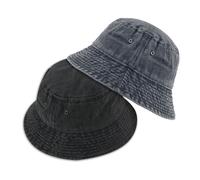 SKHAOVS 2 Piezas Sombrero del Pescador Bucket Hat Sombrero de Sol para Mujer Hombre Negro + Gris Sun Plegable Sombrero Playa Sombrero de Sol de Playa para Excursionismo Cámping Viaje