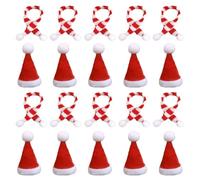 SKHAOVS 20 Piezas Juego de Mini Gorro de Papá Noel y Mini Bufanda Navideña Mini Gorro Mini Bufanda Gorro para Dedos Mini Decoración Navideña Decoración de Muñeco de Nieve para Navidad (20 Piezas)