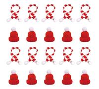 SKHAOVS 20 Piezas Mini Gorro de Papá Noel y Mini Bufanda Navideña Mini Gorro Mini Bufanda Mini Decoración Navideña Mini Bufanda de Punto Decoración de Regalo Para Navidad Fiestas (20 Piezas)