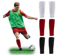 SKHAOVS 3 Pares Fútbol Espinilleras Calcetines, Manga de Compresión, Soccer Shin Guard Sleeves, Mangas Protectoras de Pantorrillas, Medias elásticas Calcetines, Unisex para Deporte (3 Pares)
