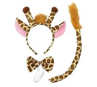 SKHAOVS 3 Piezas Juego de Disfraces de Jirafa Disfraz de Animal, Diadema y Cola de Pajarita de Jirafa, Disfraz Jirafa, Kit de Disfraces de Animales, para Carnaval Halloween Navidad