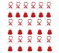 SKHAOVS 32 Piezas Mini Gorro y Bufanda de Navidad, Sombrero de Papá Noel para Decoración de Mesa, Muñeco de Nieve, Manualidades para Fiesta Navideña