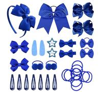 SKHAOVS 33 piezas Azul Gomas Pelo Niña Ganchos para el pelo Lazos de Pelo bandas para el pelo para bebés y niñas mini lazo Elástica Mini Bandas de Pelo para niñas y niños pequeños (Azul real)