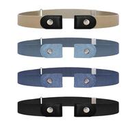 SKHAOVS 4 Piezas Cinturón Sin Hebilla Para Hombres y Mujeres - Elástico, Ajustable, Invisible, Unisex Para Jeans y Vestir - Liberación Rápida (4 Pezzi)