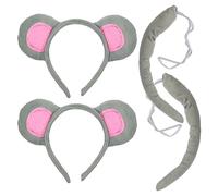 SKHAOVS 4 piezas Set de Accesorios para Disfraz de Ratón Conjunto de Disfraz de Animal Set, Ratón Diadema,Ratones Orejas Cola,para cosplay, fiesta de cumpleaños, para fiestas de Navidad (4 pcs)