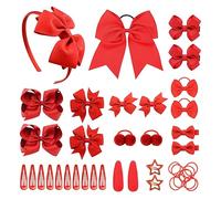 SKHAOVS 40 piezas Rojo Gomas Pelo Niña Ganchos para el pelo para bebés y niñas mini lazo Elástica Mini Bandas de Pelo Lazos de Pelo bandas para el pelo para niñas y niños pequeños(Rojo)