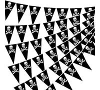 SKHAOVS Bandera Pirata Banderas de Calavera Banderines Triangulares Bunting Banner, Fiesta Pirata, Cosplay Pirata, Regalo de Cumpleaños, Decoración de Halloween, Jardín Marca Decoraciones (Negro)