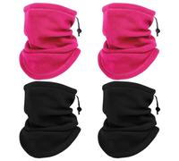 SKHAOVS Calentador de cuello de 4 piezas, calentador de cuello de forro polar, con cordón, resistente al viento, polaina de cuello, multifuncional, calentador de cuello cortavientos para mujeres y