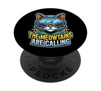 Ski Cat Meowtains Calling Snowboard Winter Mountain Funny PopSockets PopGrip Adhesivo