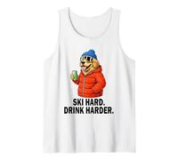 Ski Hard Drink Harder Perro - Esquí Invierno Fiesta Camiseta sin Mangas