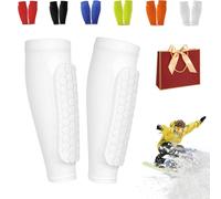 Ski Shin Guards Gel, Ski Guard Socks, Shin Defender, Skis Guards Shins Protector, Breathable Elastic Honeycomb Pad Guard for Skiing,Leg Protection,Safety Gear for Adult Teenager Sport Gift (White,S)