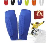 Ski Shin Guards Gel, Ski Guard Socks, Shin Defender, Skis Guards Shins Protector, Breathable Elastic Honeycomb Pad Guard for Skiing,Leg Protection,Safety Gear for Adult Teenager Sport Gift (Blue,M)
