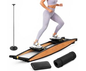 Ski Trainer Machine, Cross Trainer 3D para Entrenamiento | Sistema De Resistencia Regulable Con Carril Silencioso, Incluye Bastones Esterilla para Uso Doméstico