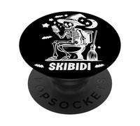 Skibidi Skeleton Toilet Waiting for Halloween Costume Like PopSockets PopGrip Adhesivo