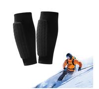 Skiing Shin Guards, Breathable Elastic Anti-Collision Shin Pads for Kids, Teens and Adults (Black,L)