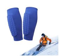 Skiing Shin Guards, Breathable Elastic Anti-Collision Shin Pads for Kids, Teens and Adults (Blue,XS)