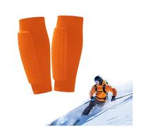 Skiing Shin Guards, Breathable Elastic Anti-Collision Shin Pads for Kids, Teens and Adults (Orange,L)