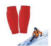 Skiing Shin Guards, Breathable Elastic Anti-Collision Shin Pads for Kids, Teens and Adults (Red,L)