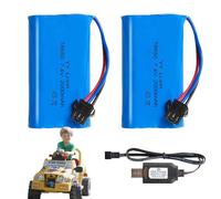 SKIKHN 2 Piezas 2000mAh 7.4V Litio RC Batería, Baterías de Litio Recargables con Cable de Carga UBS Conector SM-3P, Batería Li-Ion Universal Compatible para RC Camión Coche de Control Remoto