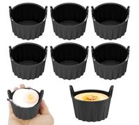 SKIKHN 6 Piezas Molde Silicona Freidora de Aire para Huevos, Moldes Para Huevos Escalfados, Reutilizable Molde Magdalenas Air Fryer, Antiadherentes Moldes de Silicona para Muffins Grandes, Cupcakes