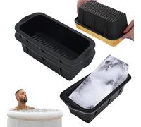 SKIKHN Bandejas Grandes para Cubitos de Hielo,4 Cubitera Silicona,Cubiteras para Hielo Grande,Moldes para Cubitos Hielos XXL,Reutilizables Moldes Grandes para Congelador para Baño Hielos,Bañera Negro