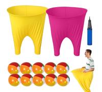 SKIKHN Granny Pants Juego de lanzamiento de 2 piezas Granny Pants Yard Game para adultos y niños, con 10 bolas de saltar y 1 bomba de globos, juego de fiesta al aire libre para jardín, parque, playa