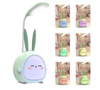 SKIKHN Lampada da Scrivania per Bambini,Lampada da Scrivania Simpatico Cartone Animato,USB Ricaricabile e 3 Modalità di Illuminazione,Lampada da Tavolo Bambini Cameretta LED per Lettori di Notte