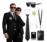 SKIKHN MIB Agente Disfraz Accesorios, 6 Piezas Accesorios de Agente, Servicio Secreto Juego de Disfraces Espía Accesorios, Men in Black Disfraz, para Carnaval, Halloween, Fiesta de Cosplay