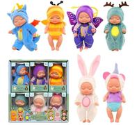 SKIKHN Mini Muñecas Reborn, 6 Piezas Muñecas Reborn, Mini Bebe Reborn, 3,5 Pulgada Juego de Muñecas, Lavable, Realista Muñecass Reborns Bebé,Muñecass para Accesorios de Casa de Muñecas