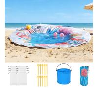 SKIKHN Piscina de Remo, Piscina Infantil Plegable 140cm, Beach Puddle Pool para Llevar - Bolsa de Transporte y estacas de fijación, Piscina Plegable niños para Bebés, Niños pequeños y Niños