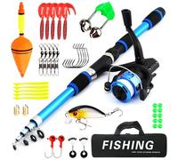 SKIKHN Set de Pesca para Niños, 1,8 M Caña de Pescar Telescópica con Carrete y Juego de Cebo, Juego de Iniciación para Niños 3 a 10 Años, Juego de Caña de Pescar para Pesca en Agua Dulce y Mar