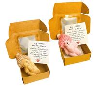 SKIKHN Un Pequeño Abrazo de Oso de Bolsillo, 2 Piezas Mini Oso de Peluche Hecho a Mano en Caja, Osos Pequeño en una Caja, Worry Bear Hug in a Box, Ideal para Familiares Amigos y Compañeros Colega