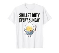 Skillet Duty Todos los domingos Cocinar Desayuno Amante de la Comida Humor Camiseta