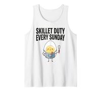 Skillet Duty Todos los domingos Cocinar Desayuno Amante de la Comida Humor Camiseta sin Mangas