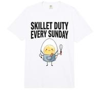 Skillet Duty Todos los domingos Cocinar Desayuno Amante de la Comida Humor Comfort Colors Adult Heavyweight T-Shirt