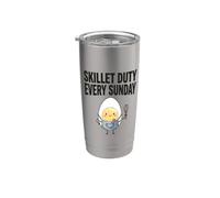 Skillet Duty Todos los domingos Cocinar Desayuno Amante de la comida Humor Vaso térmico de acero inoxidable de doble pared