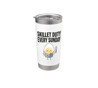 Skillet Duty Todos los domingos Cocinar Desayuno Amante de la comida Humor Vaso térmico de acero inoxidable de doble pared