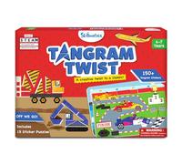 Skillmatics Actividad de arte y manualidades: Tangram Twist, vehículos, juguete de vapor, kits de manualidades, rompecabezas, actividad de bricolaje, arte adhesivo sin ensuciar, educativo para niños y