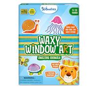 Skillmatics Arte de ventana cerosa - Animales, diversión sin desorden para niños, kits de arte y manualidades, actividad creativa, cera de abeja 100% orgánica reutilizable, regalos para niñas y niños