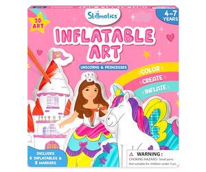 Skillmatics Arte inflable para niños, unicornios y princesas 3D, kits de manualidades preescolares, divertida actividad de bricolaje, juego de colorear, regalos para edades de 4 a 7 años