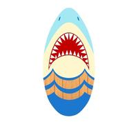 Skimboard - Tabla de surf pequeña de madera para niños, principiantes, universal, 35 pulgadas, cara de tiburón